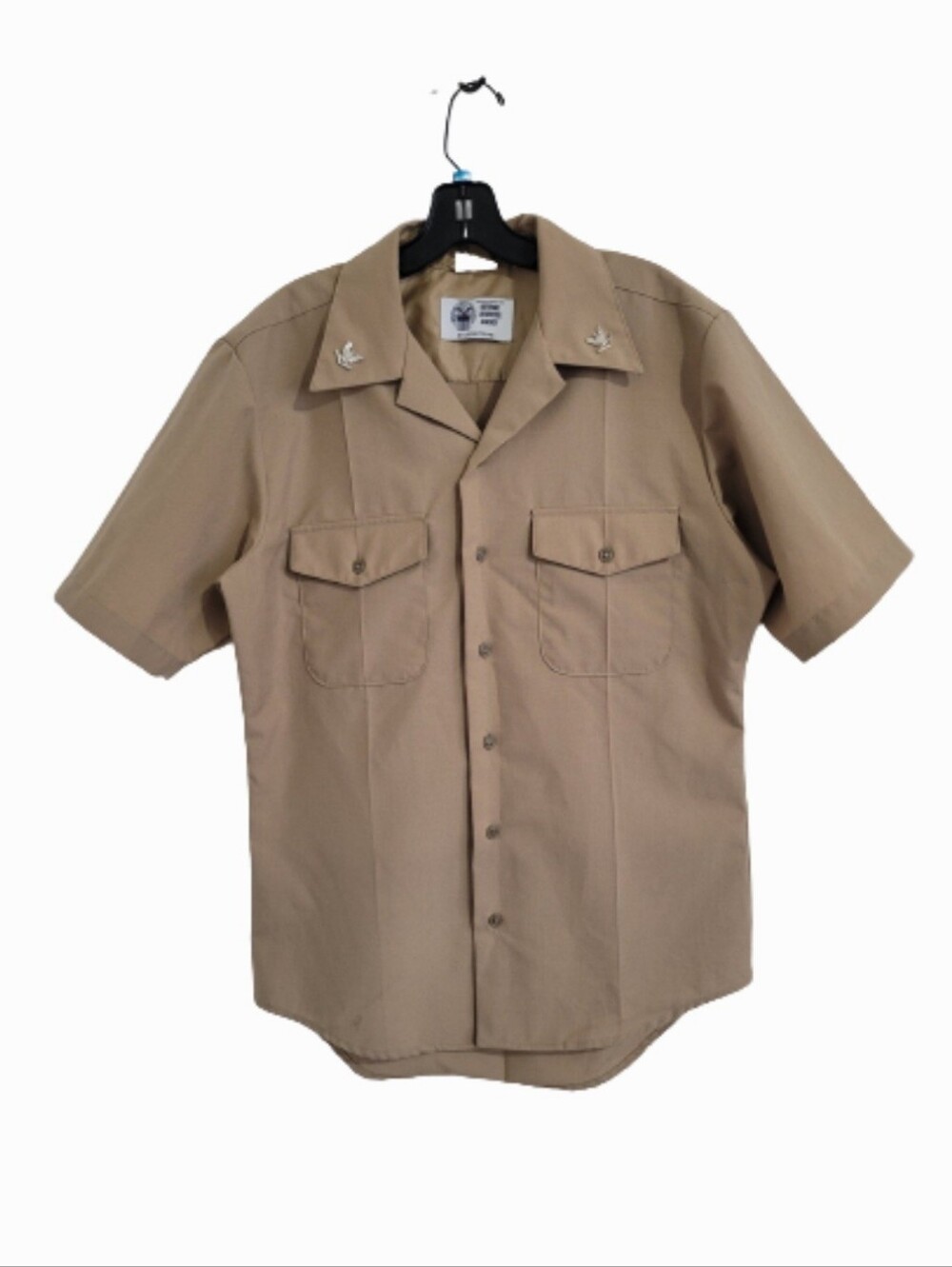 Defense Logistics Agency DLA Uniform Shirt Mens Medium Tan Military Insignia